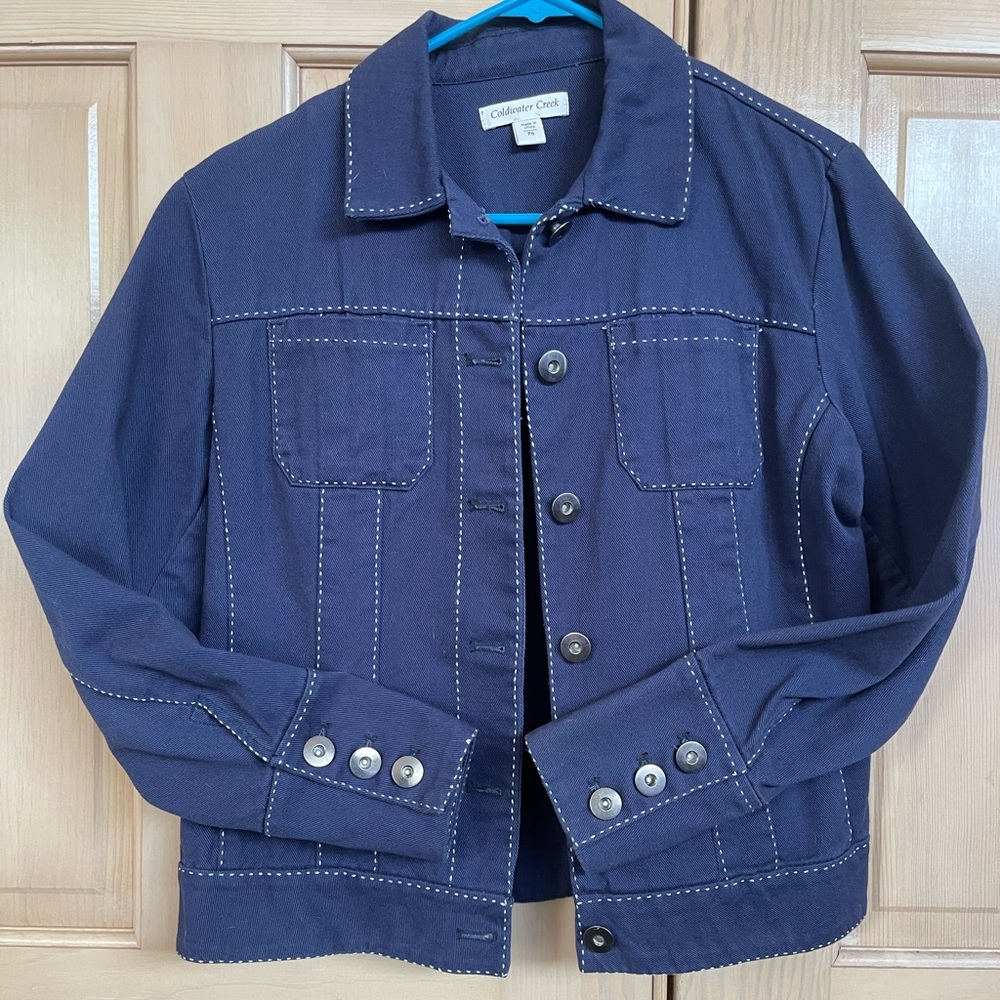 Coldwater Creek Blue Denim Jacket with top stitching